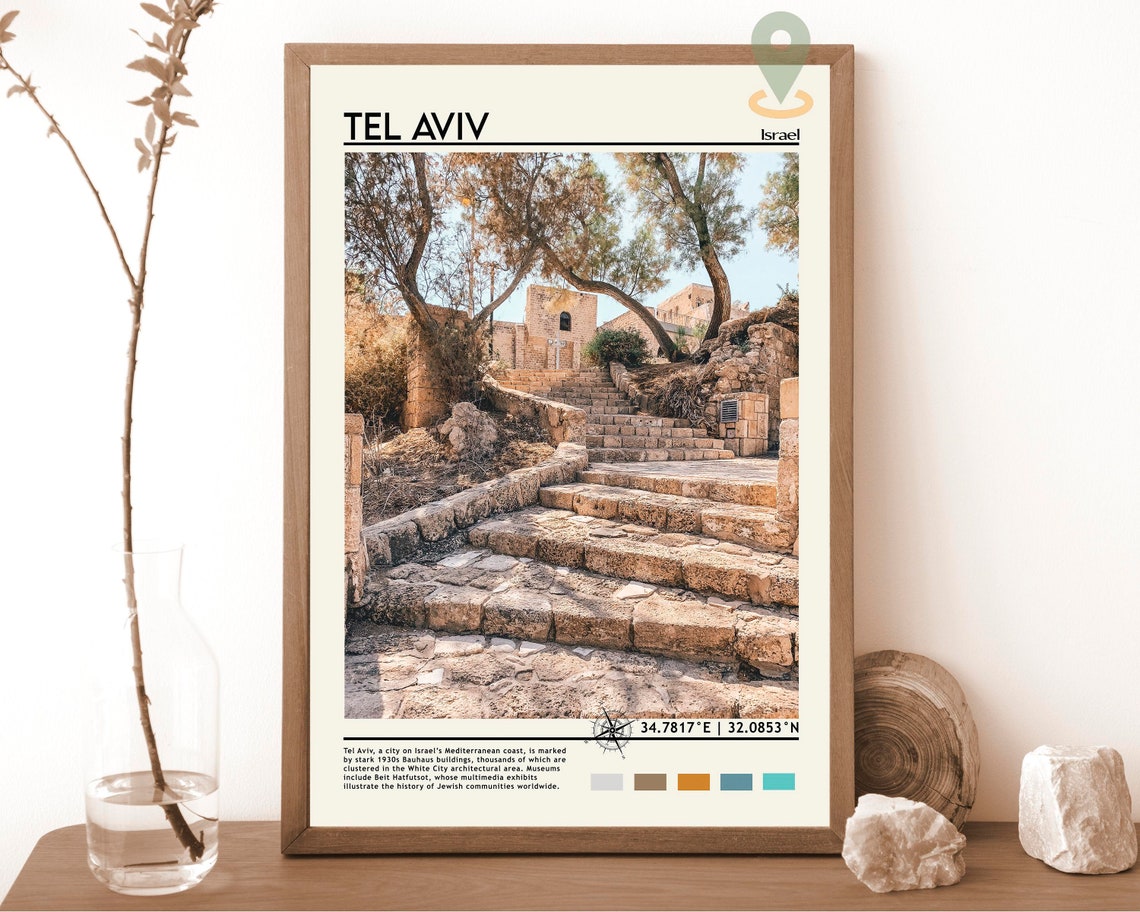 Tel Aviv Israel Old Jaffa Stone Steps Travel Poster Ancient Stairs