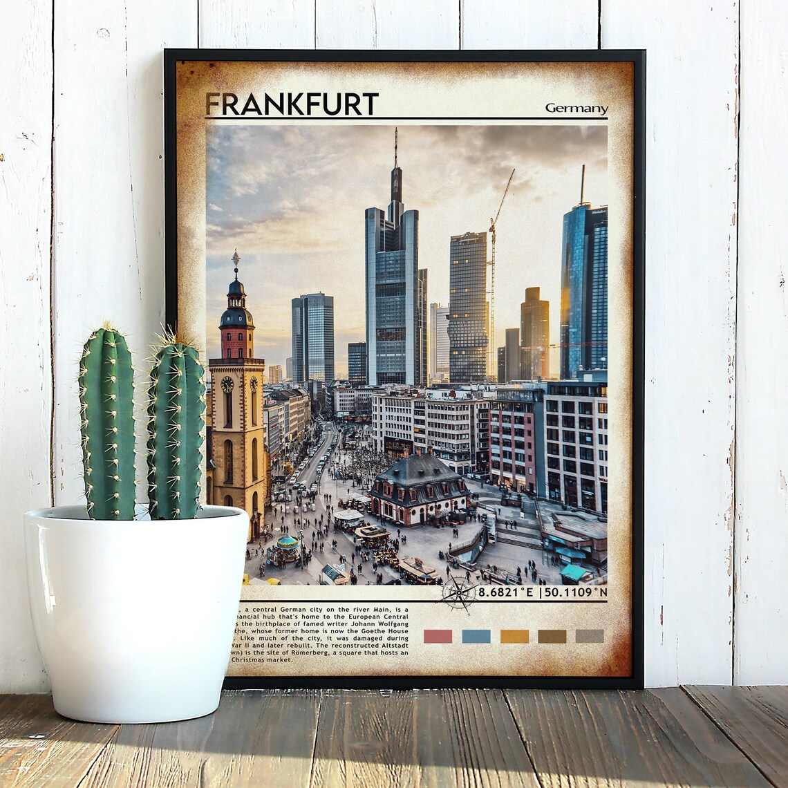 Frankfurt Germany Old Town Square Skyline Cityscape Travel Poster - Image 3