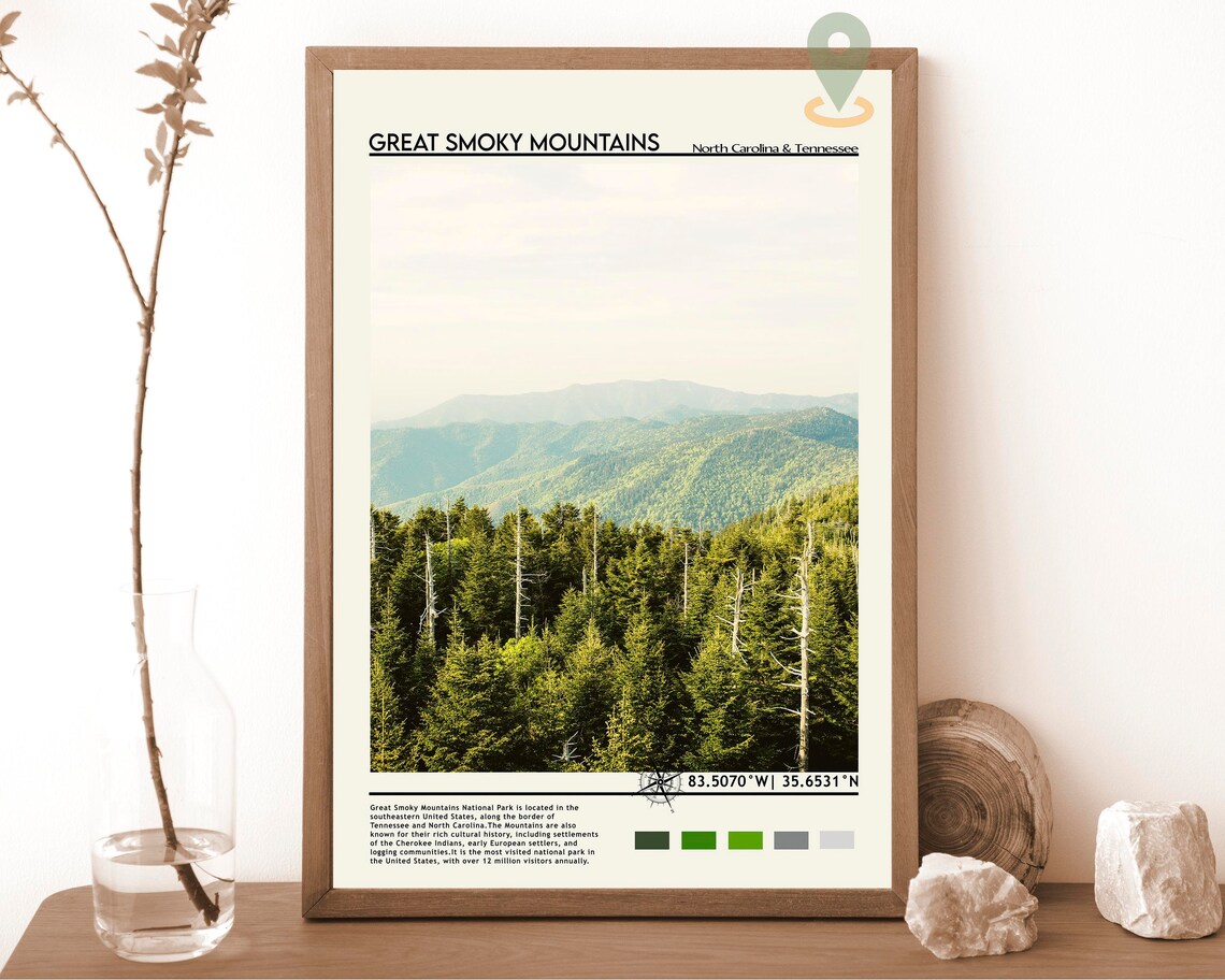 Great Smoky Mountains National Park Misty Forest Coordinate Poster