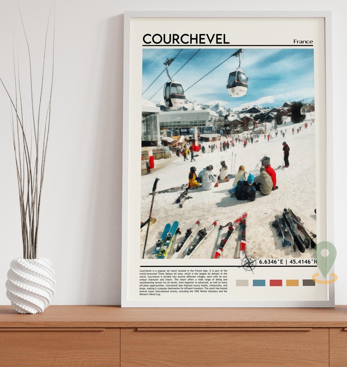 Courchevel France Ski Slopes Gondola Photo Alpine Travel Wall Art - Image 3