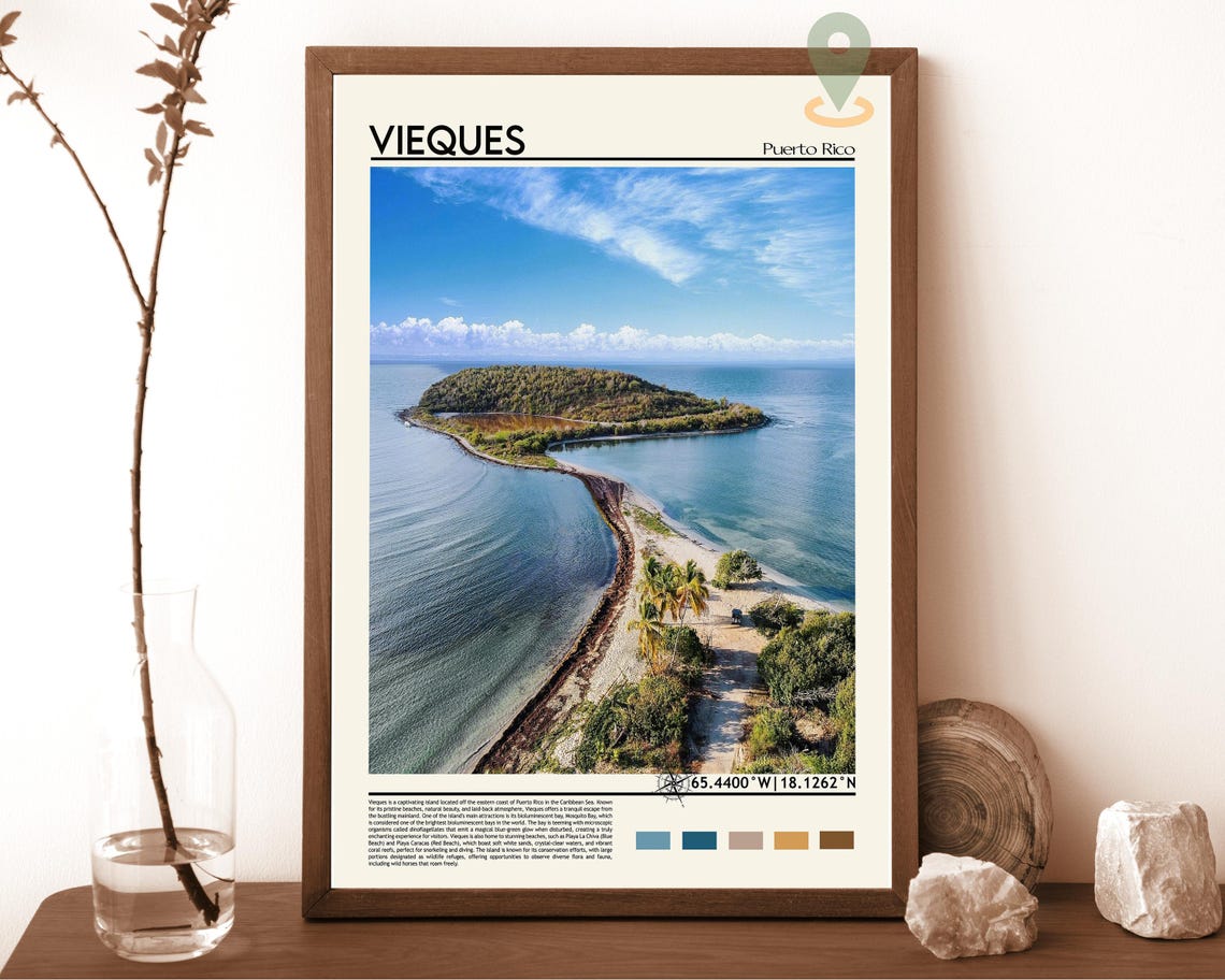 Vieques Puerto Rico Tropical Island Beach Aerial Photo Poster