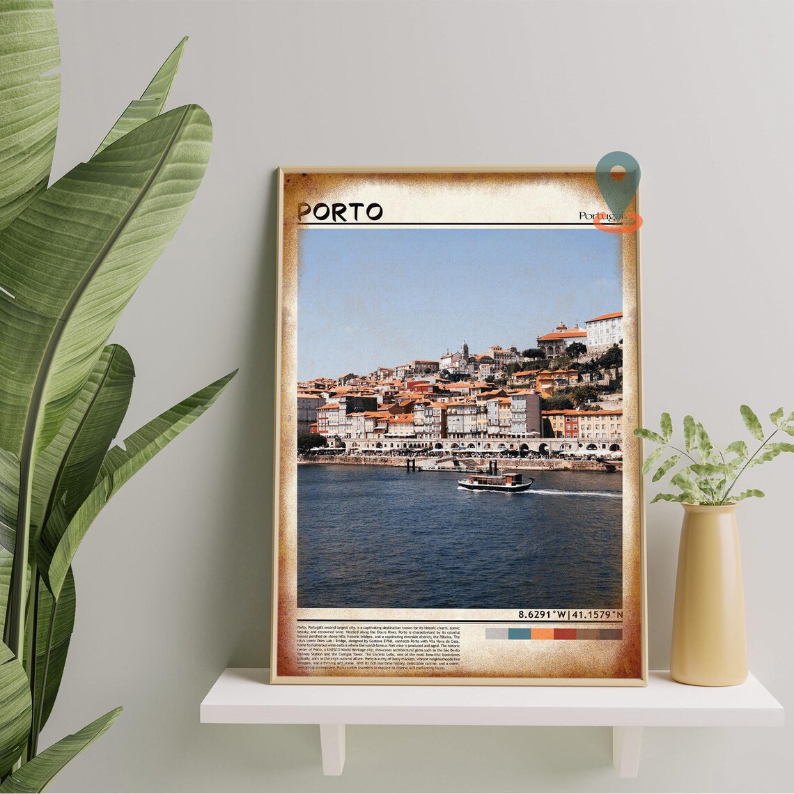 Porto Portugal Douro River Waterfront Colorful Houses Photo Poster - Image 5