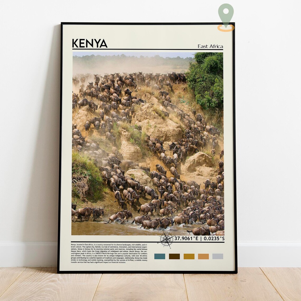 Kenya East Africa Wildebeest Migration Safari Wildlife Poster - Image 5