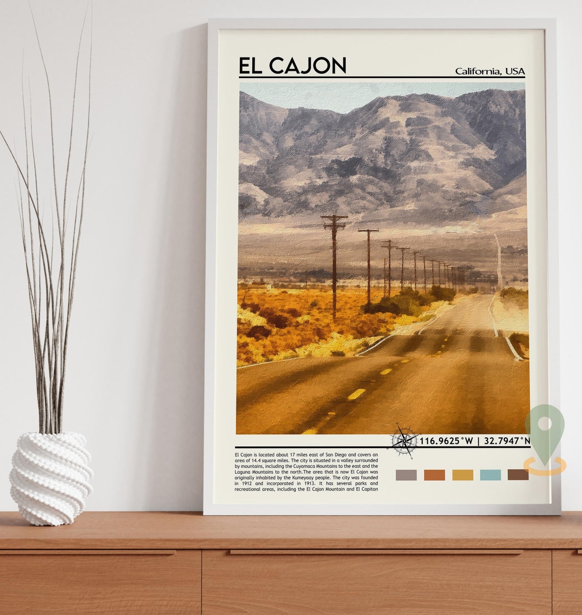 El Cajon California Desert Road Mountain View Scenic Travel Poster - Image 5