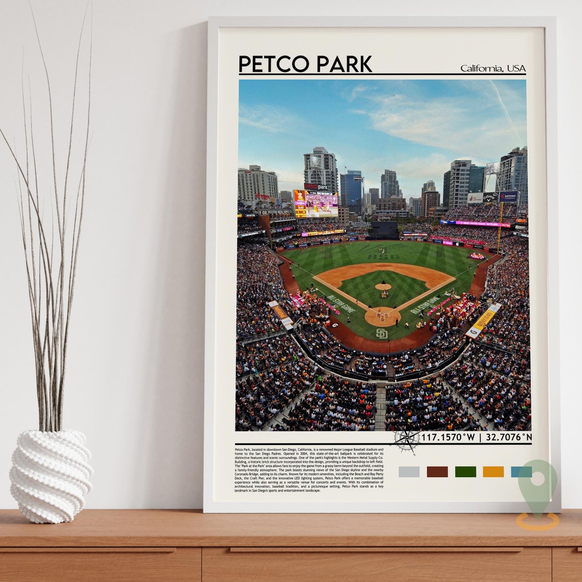 Petco Park San Diego Baseball Stadium Game Day Crowd Art Poster - Image 3