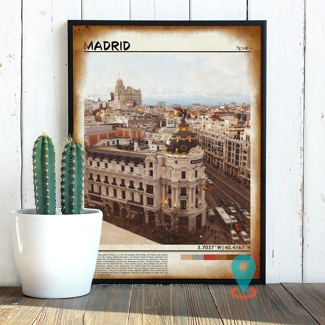 Madrid Spain Metropolis Building Ornate Dome Street Photo Poster - Image 2