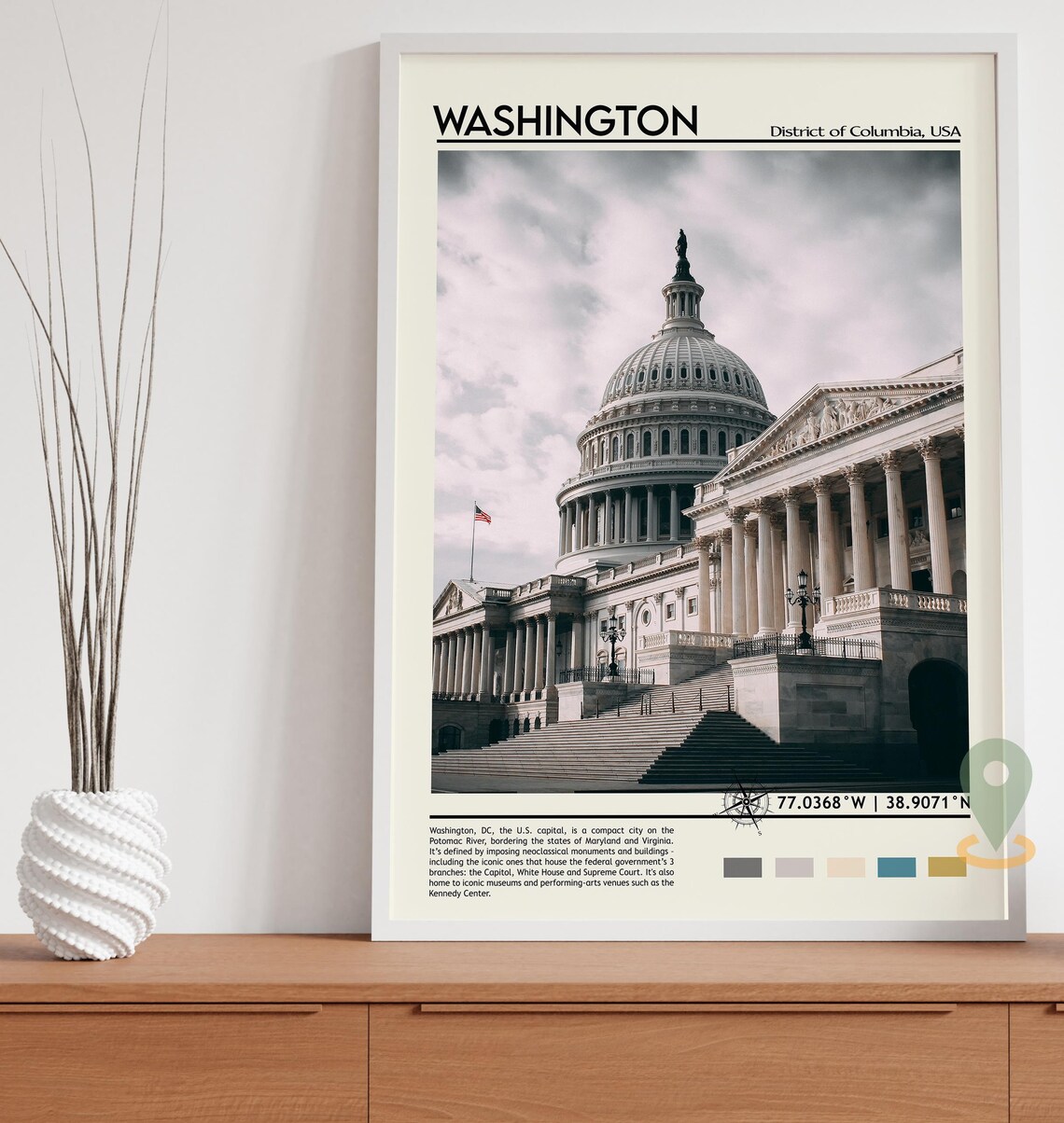 Washington DC US Capitol Building Photo Landmark Travel Wall Art - Image 3