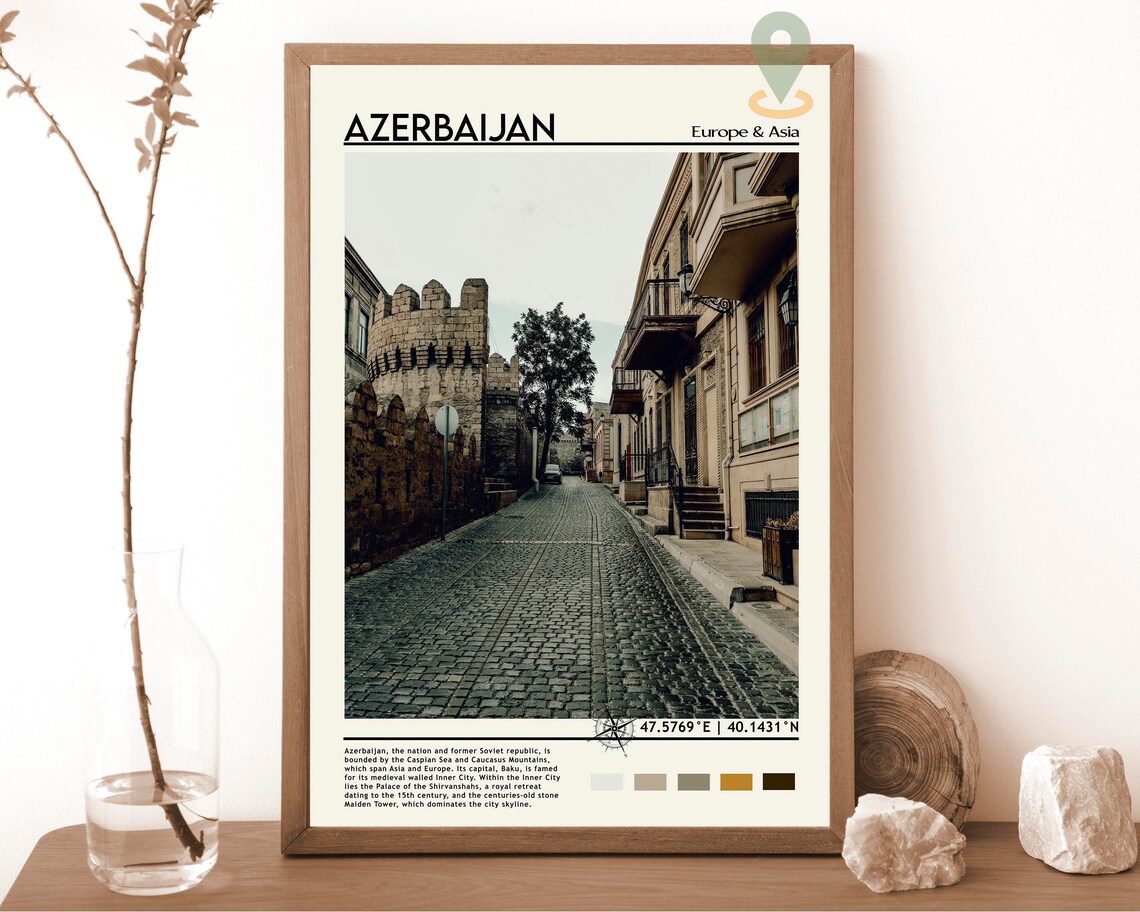 Azerbaijan Baku Old City Walled Street Maiden Tower Photo Poster