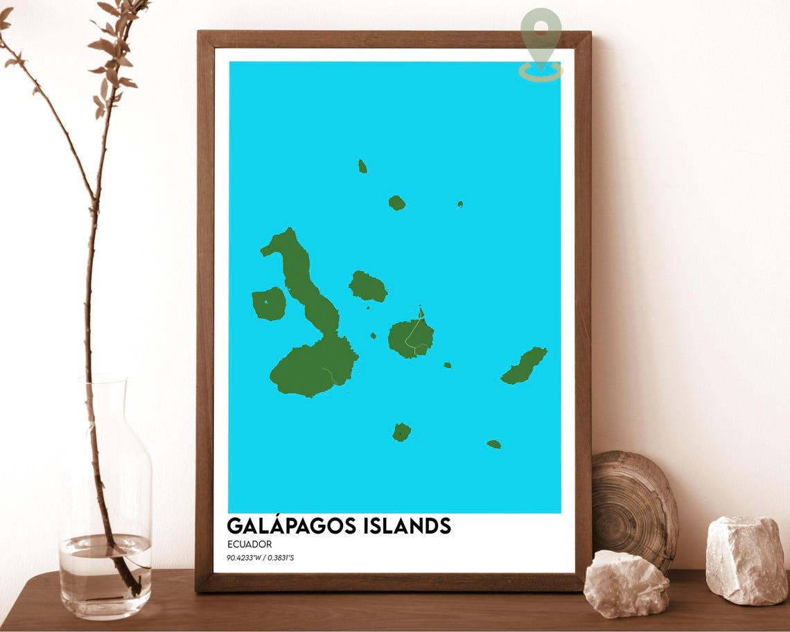 Galapagos Islands Ecuador Minimalist Archipelago Map Art Orange Poster - Image 5