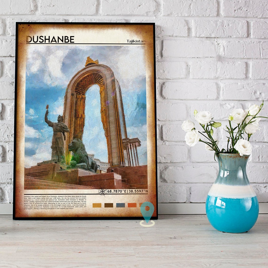 Dushanbe Tajikistan Monumental Arch Statue Landmark Art Poster - Image 4