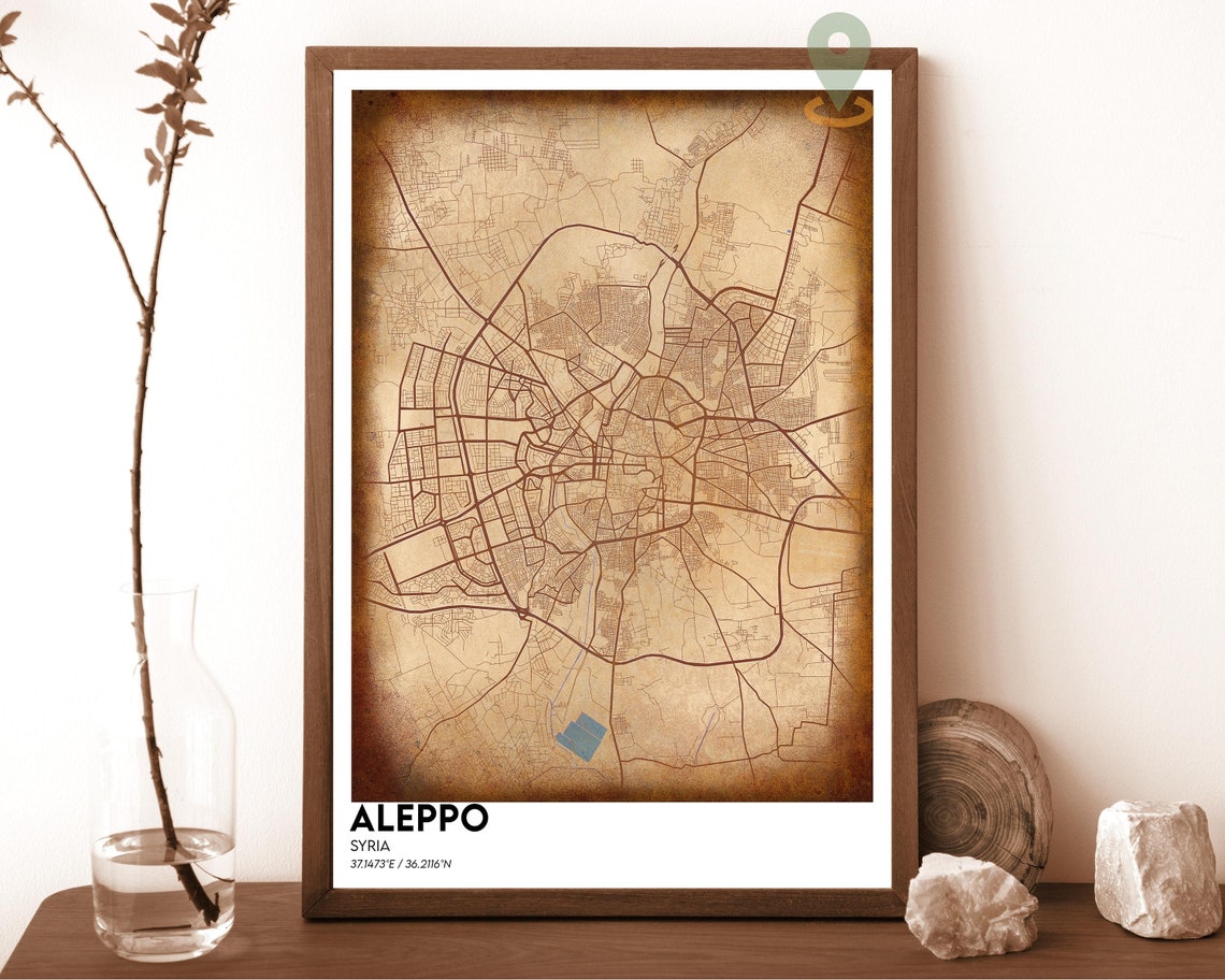 Aleppo Syria City Street Map Emerald Green Poster Wall Decor - Image 3