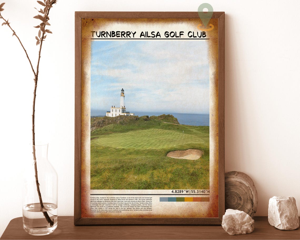 Turnberry Ailsa Golf Club Scotland Lighthouse Links Coordinate Poster - Image 6