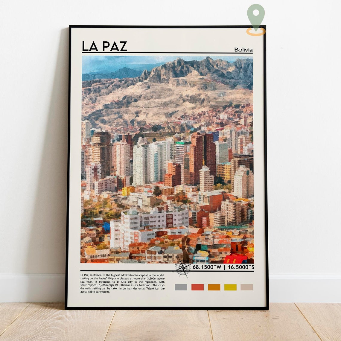 La Paz Print La Paz Photo La Paz Poster La Paz Painting La Paz Art Work La Paz City Bolivia Poster La Paz Gift La Paz Art Print - Image 5