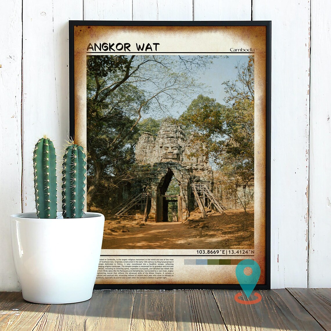 Angkor Wat Cambodia Jungle Stone Temple Gate Vintage Travel Poster - Image 2
