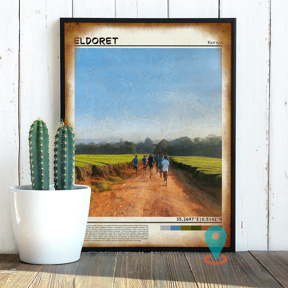 Eldoret Kenya Runners Dirt Road Tea Fields Morning Photo Poster - Image 2