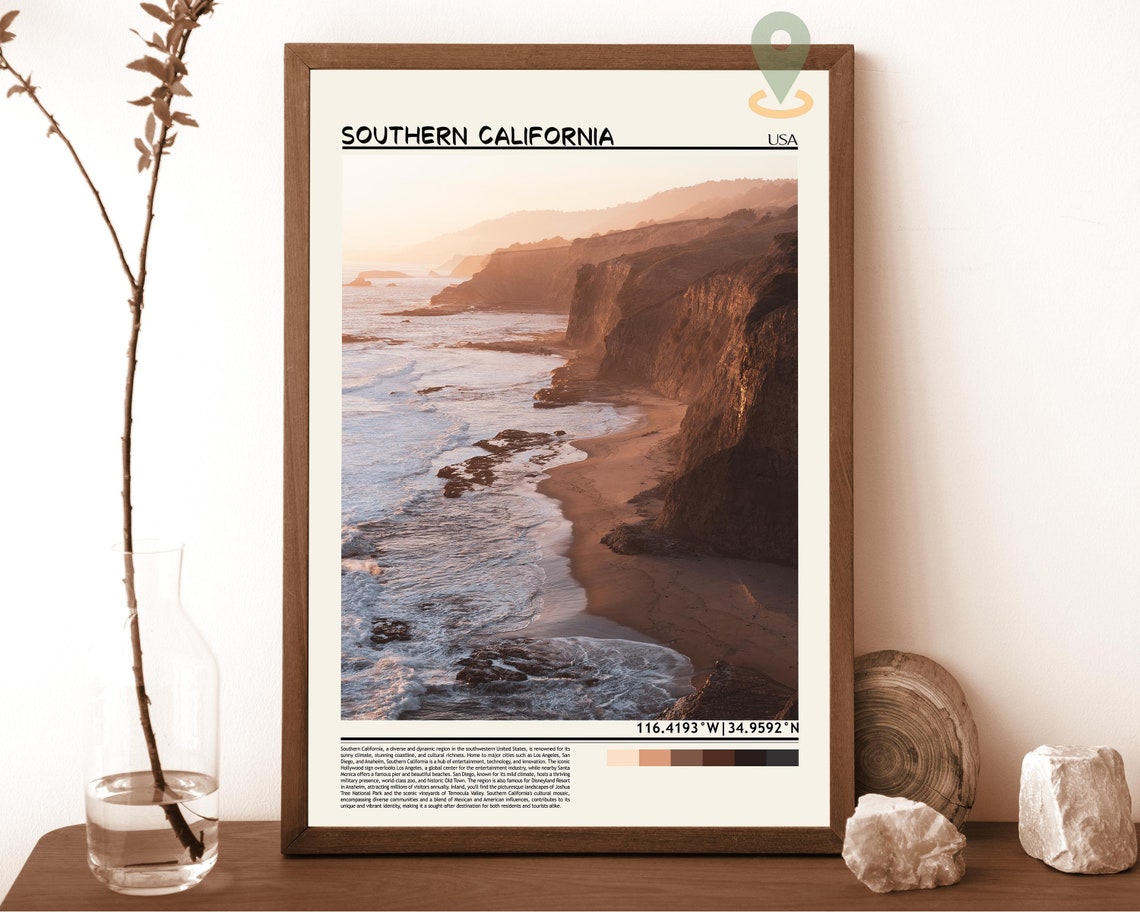 Southern California Coast Golden Sunset Cliffs Beach Photo Poster