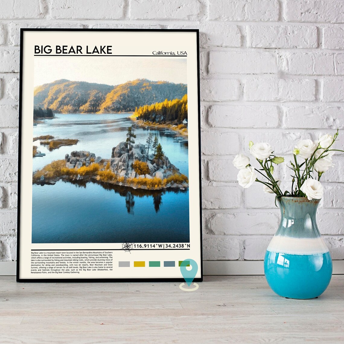 Big Bear Lake California Autumn Mountain Lake Scenic Travel Poster - Image 5