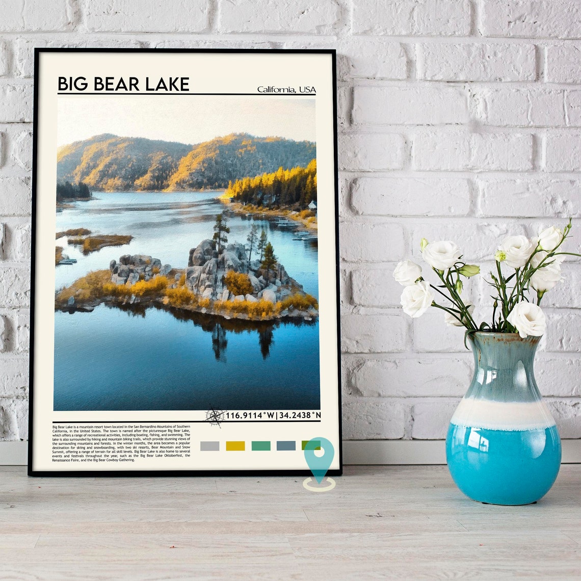 Big Bear Lake Travel Poster Big Bear Lake Wall Art Big Bear Lake Poster Print Big Bear Lake Photo Big Bear Lake Decor California Usa - Image 5