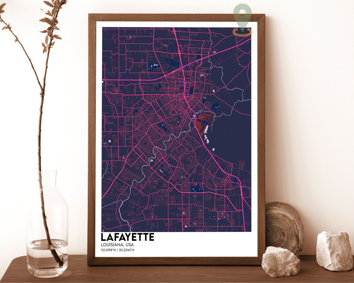 Lafayette Louisiana Vintage Sepia Old Street Map Style Poster - Image 2