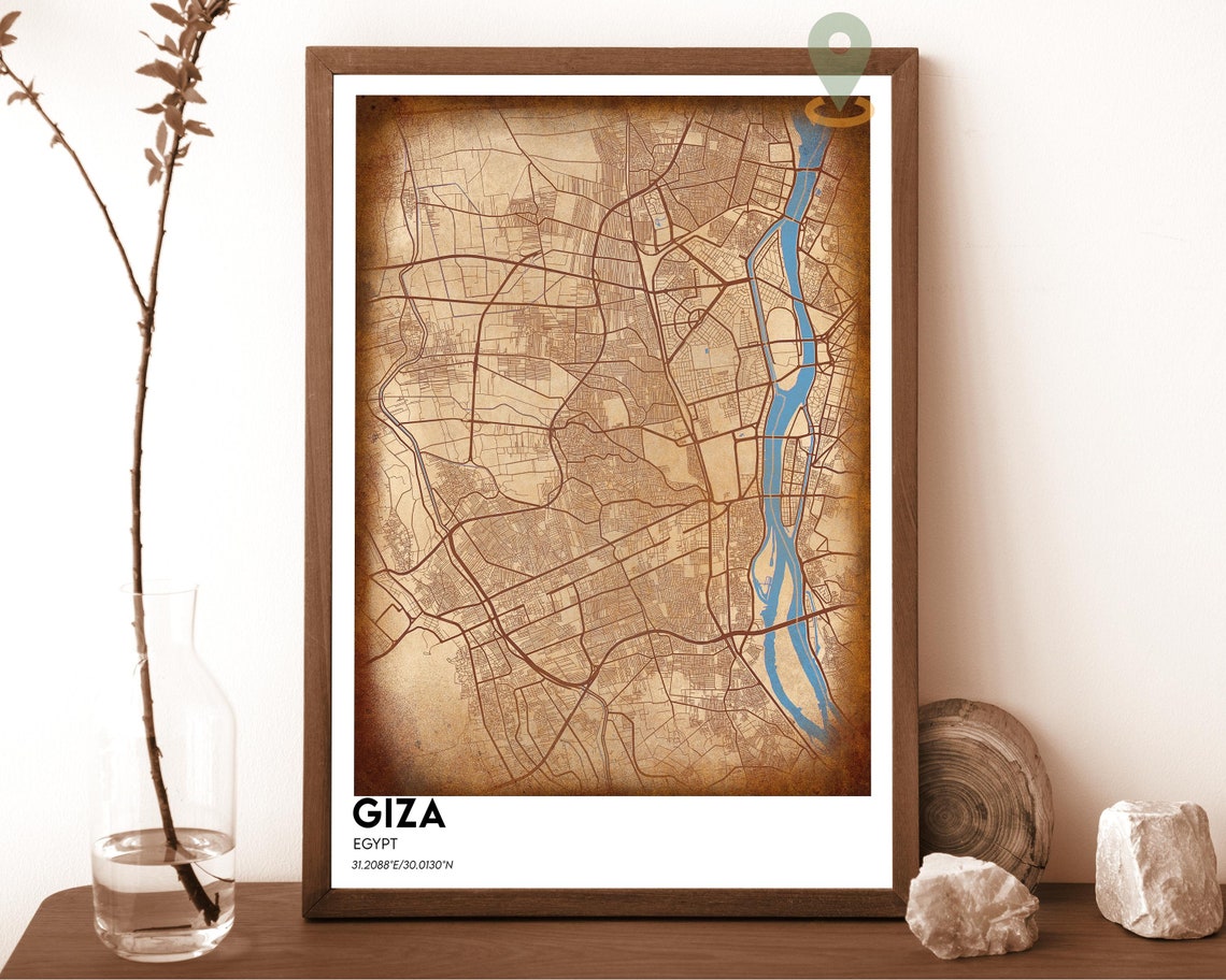 Giza Map Giza Map Print Giza Personalized Map Giza Wall Art Giza Travel Poster Giza Poster Giza Photo Giza Egypt Pyramid Of Giza