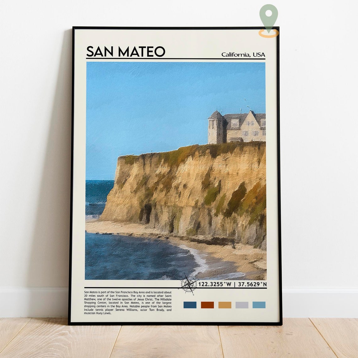 San Mateo Print San Mateo Art San Mateo Poster San Mateo Photo San Mateo Poster Print San Mateo Painting California Travel Poster - Image 4