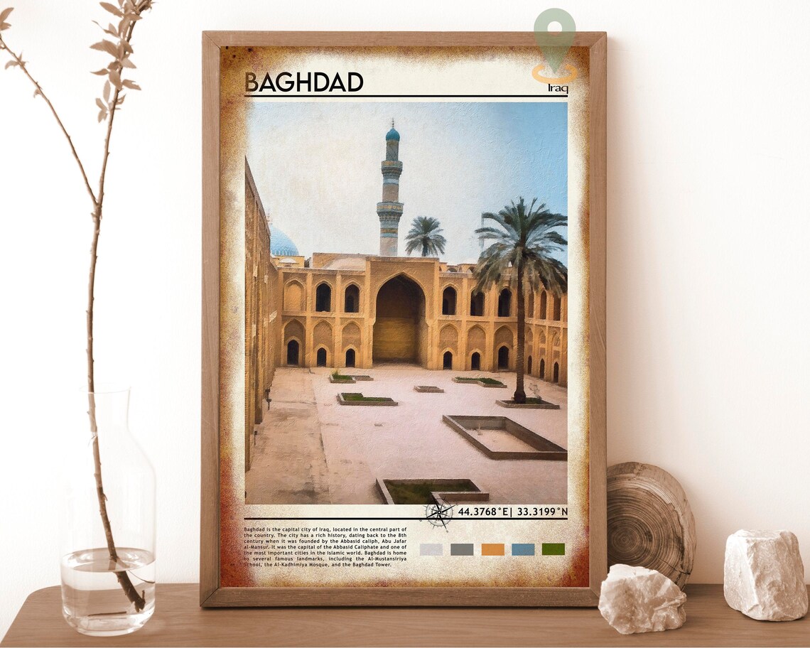 Baghdad Print Baghdad Art Baghdad Poster Baghdad Photo Baghdad Poster Print Baghdad Painting Iraq Travel Poster Vintage Poster - Image 6