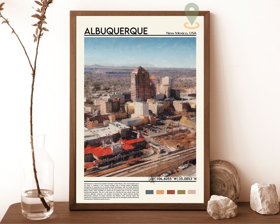 Albuquerque New Mexico Downtown Skyline Watercolor City Poster