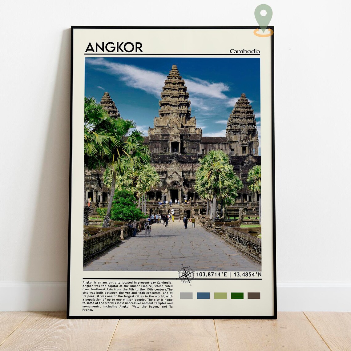 Angkor Cambodia Ancient Angkor Wat Temple Ruins Travel Facts Poster - Image 2