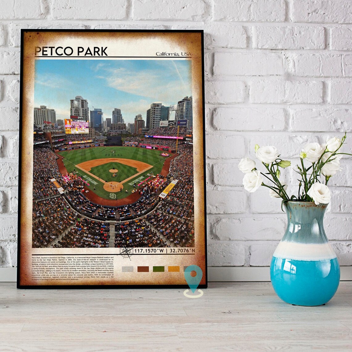 Petco Park San Diego Baseball Stadium Game Day Crowd Art Poster - Image 4