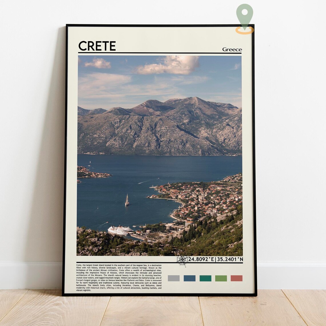 Crete Greece Aegean Bay Mountains Coastal Photography Poster - Image 2