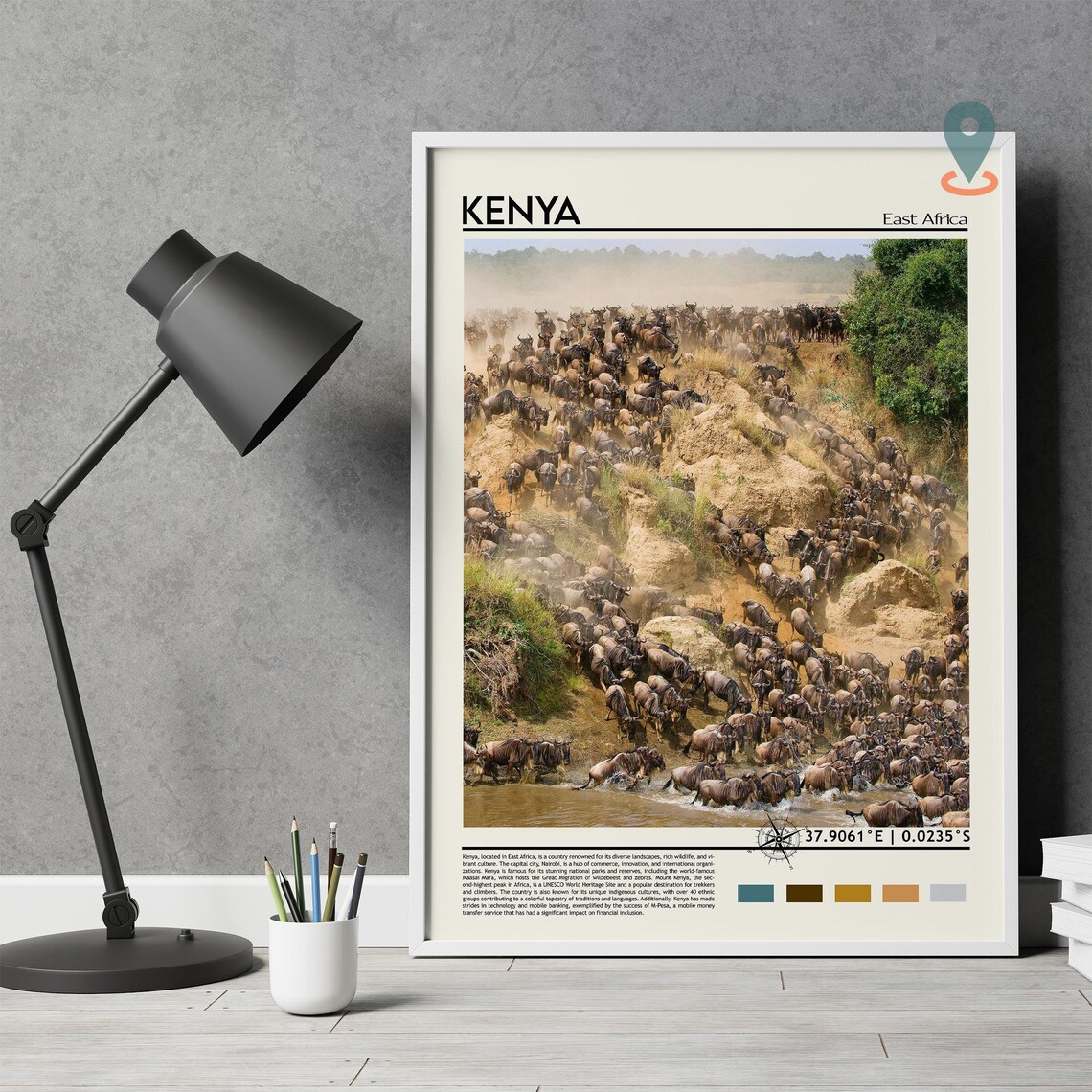 Kenya East Africa Wildebeest Migration Safari Wildlife Poster - Image 3