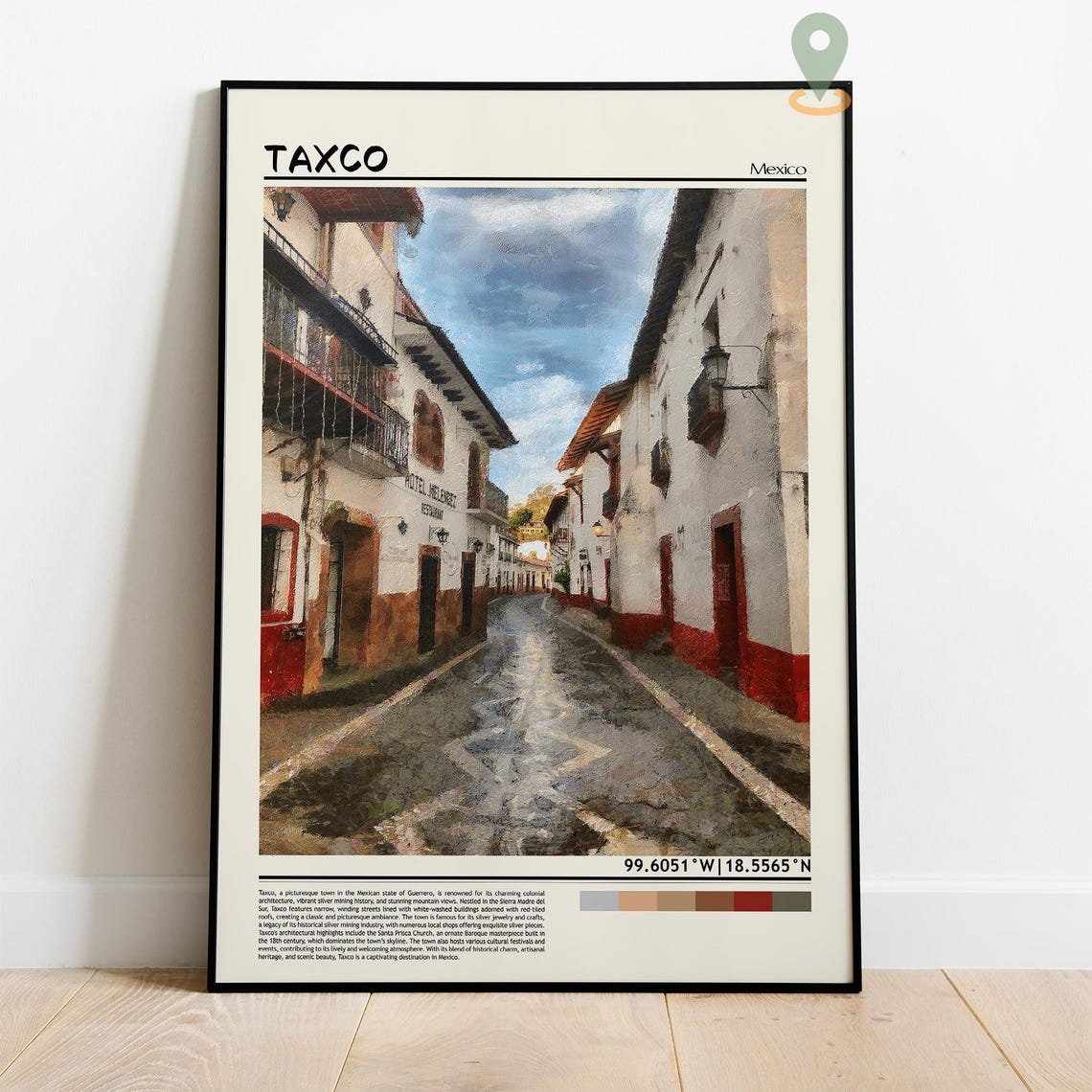 Taxco Mexico Colonial Street Old Town Painterly Travel Poster - Image 4