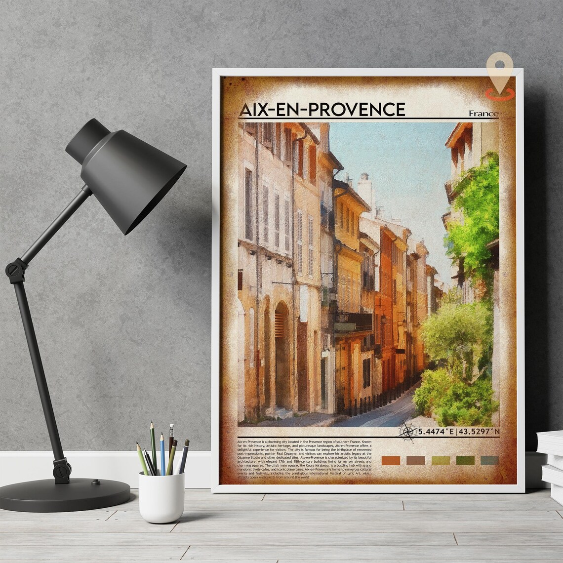 Aix En Provence France Old Town Street Architecture Coordinate Poster - Image 4