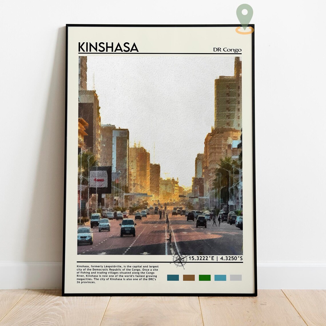 Kinshasa DR Congo City Avenue Golden Hour Street Scene Poster - Image 2