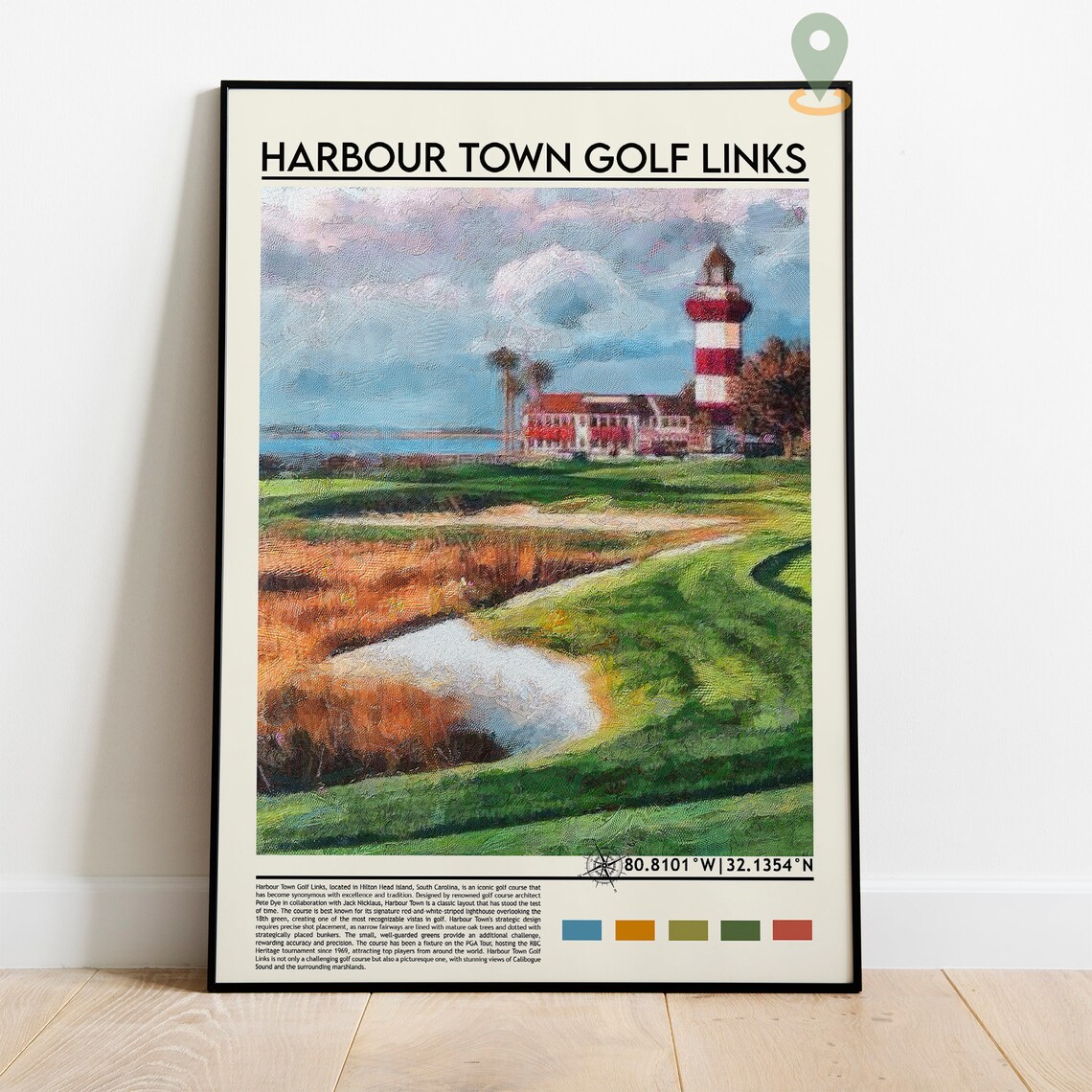 Harbour Town Golf Links Lighthouse Fairway Coastal Golf Art Poster - Image 2