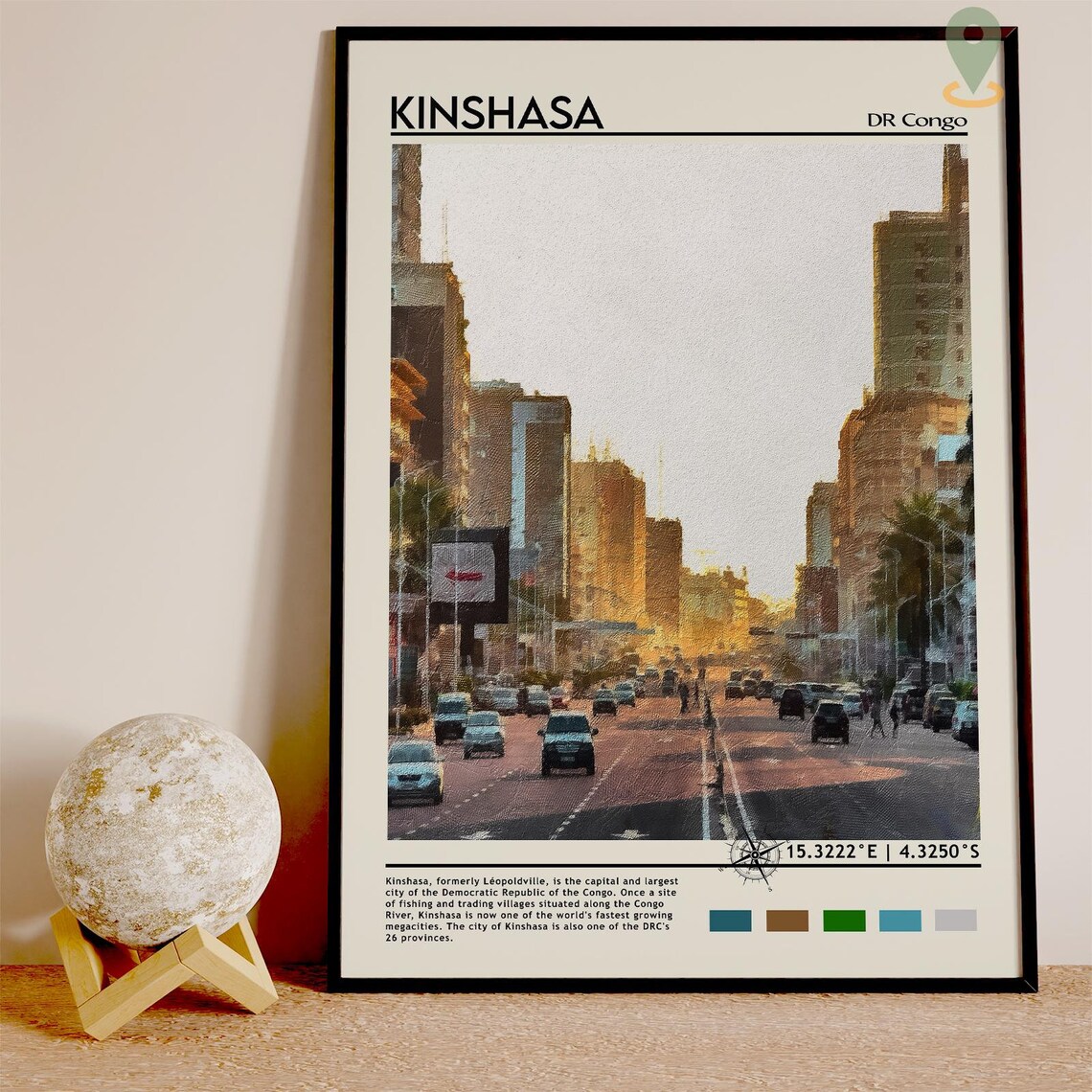 Kinshasa DR Congo City Avenue Golden Hour Street Scene Poster - Image 3