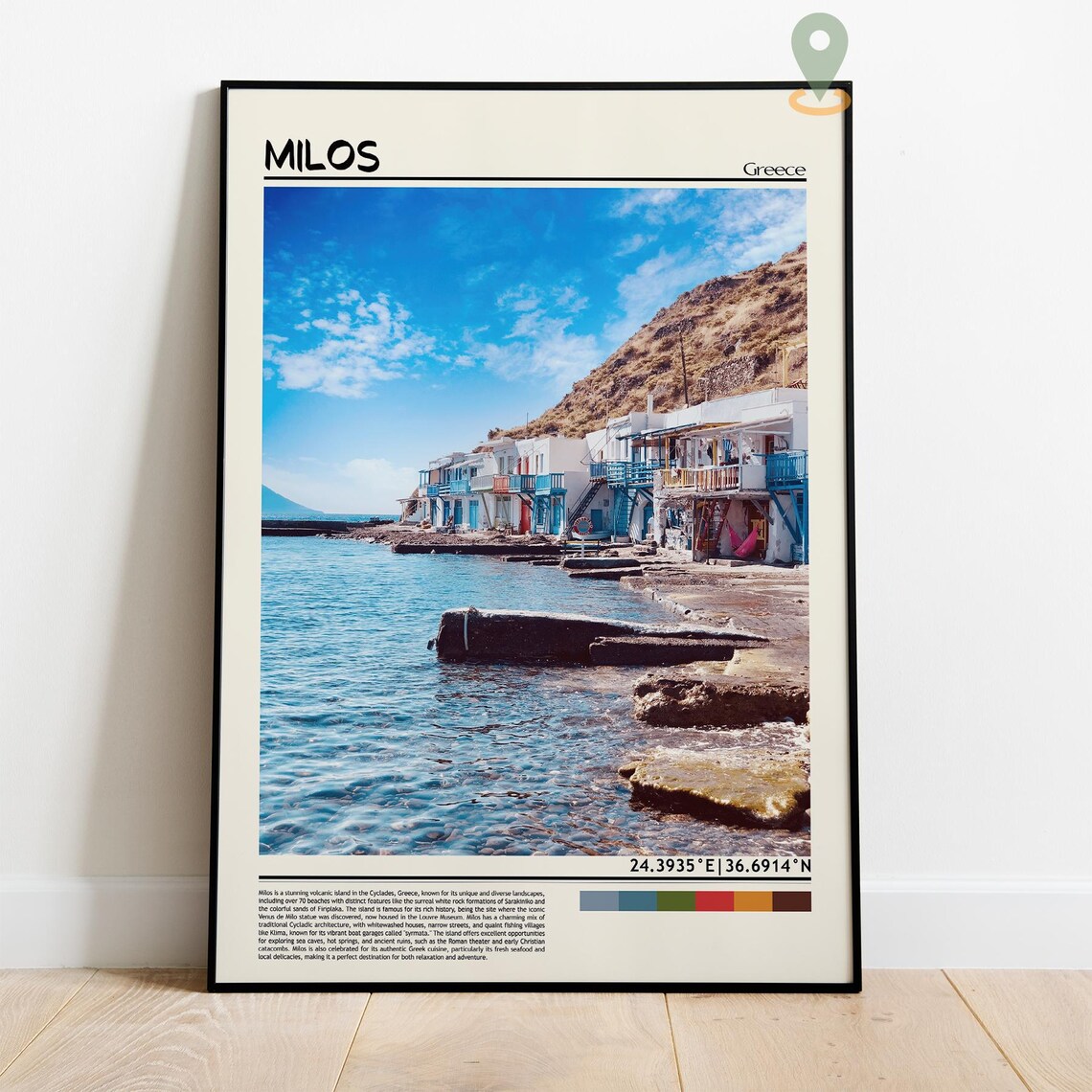 Milos Greece Island Fishing Village Colorful Doors Seaside Poster - Image 4