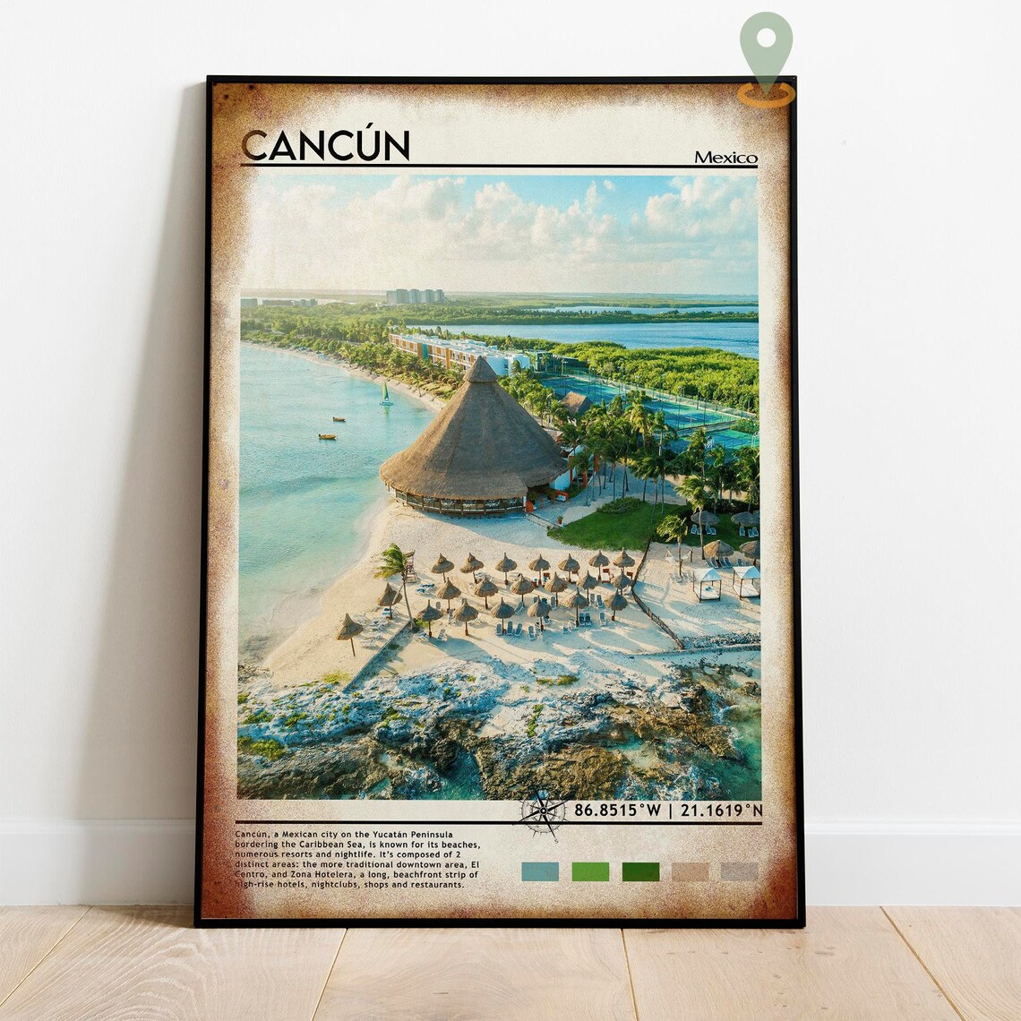 Cancun Mexico Aerial Beach Resort Photo Caribbean Travel Wall Art - Image 2