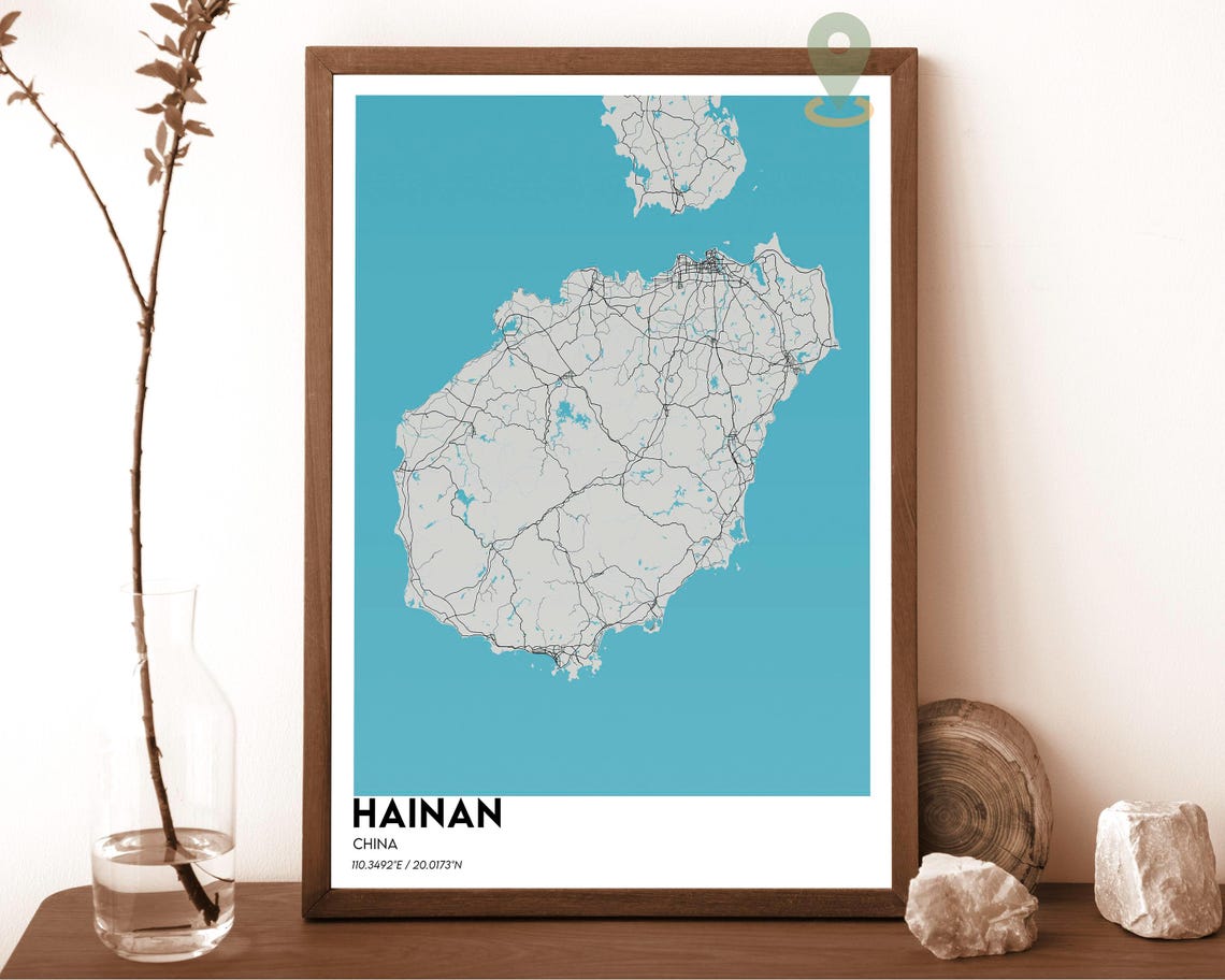 Hainan Map Hainan Map Print Hainan Wall Art Hainan Travel Poster Hainan Poster Hainan Photo Hainan City Map Hainan China - Image 3