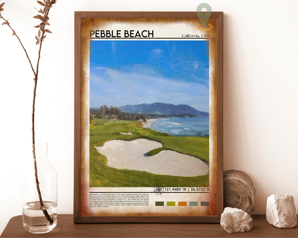 Pebble Beach California Golf Links Ocean Coast Painterly Art Poster - Image 6