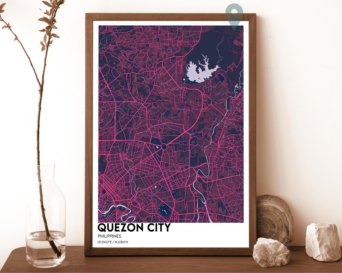 Quezon City Philippines Teal Minimalist City Map Home Decor Poster - Image 2
