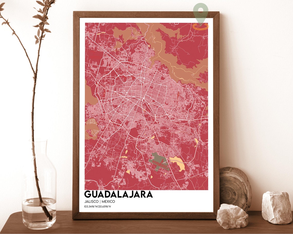 Guadalajara Jalisco Mexico Navy Green City Map Home Decor Poster - Image 4