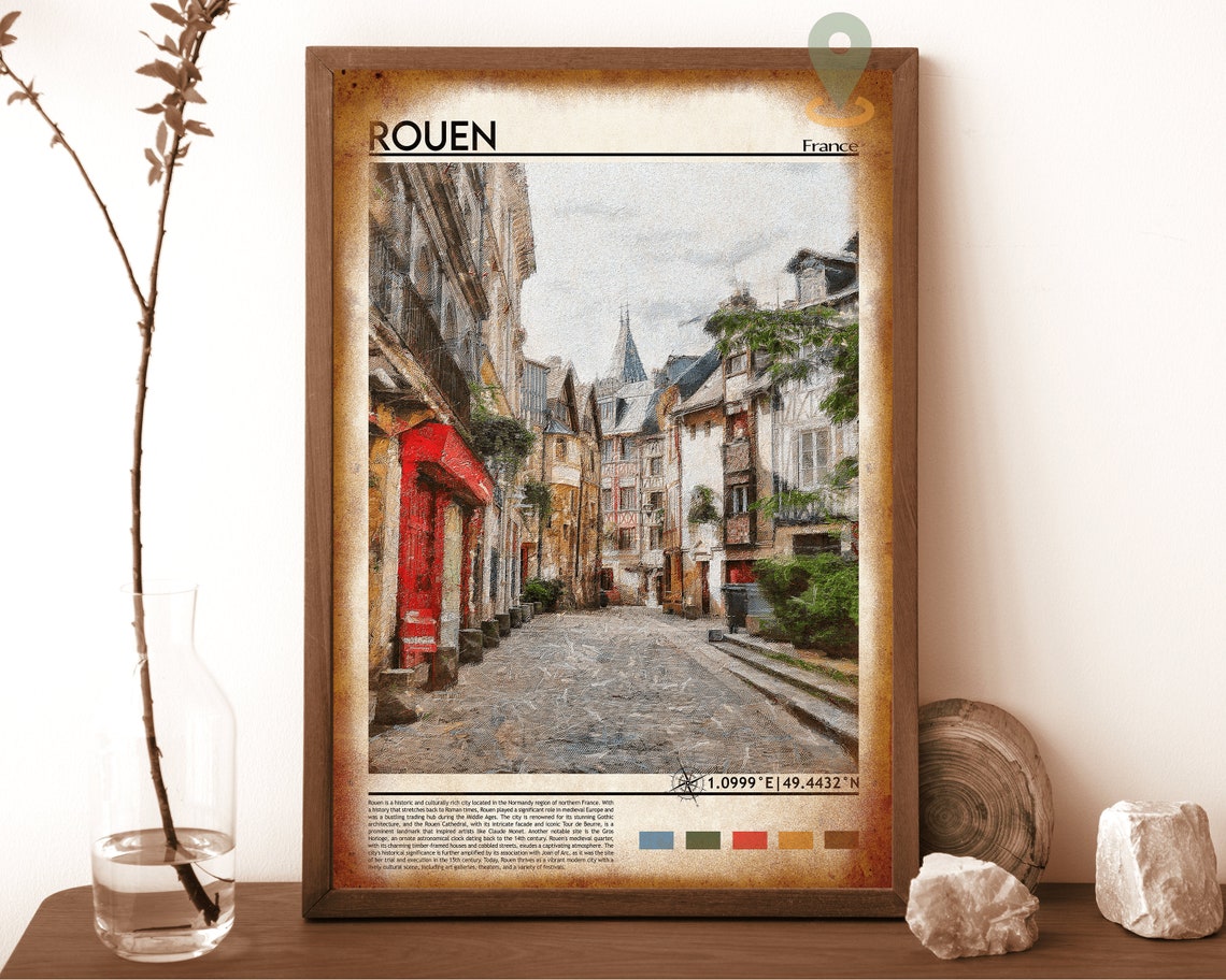 Rouen Poster Normandy Art France Travel Poster Rouen Print Rouen Artwork Rouen Wall Art Rouen Travel Normandy Print Rouen France - Image 6