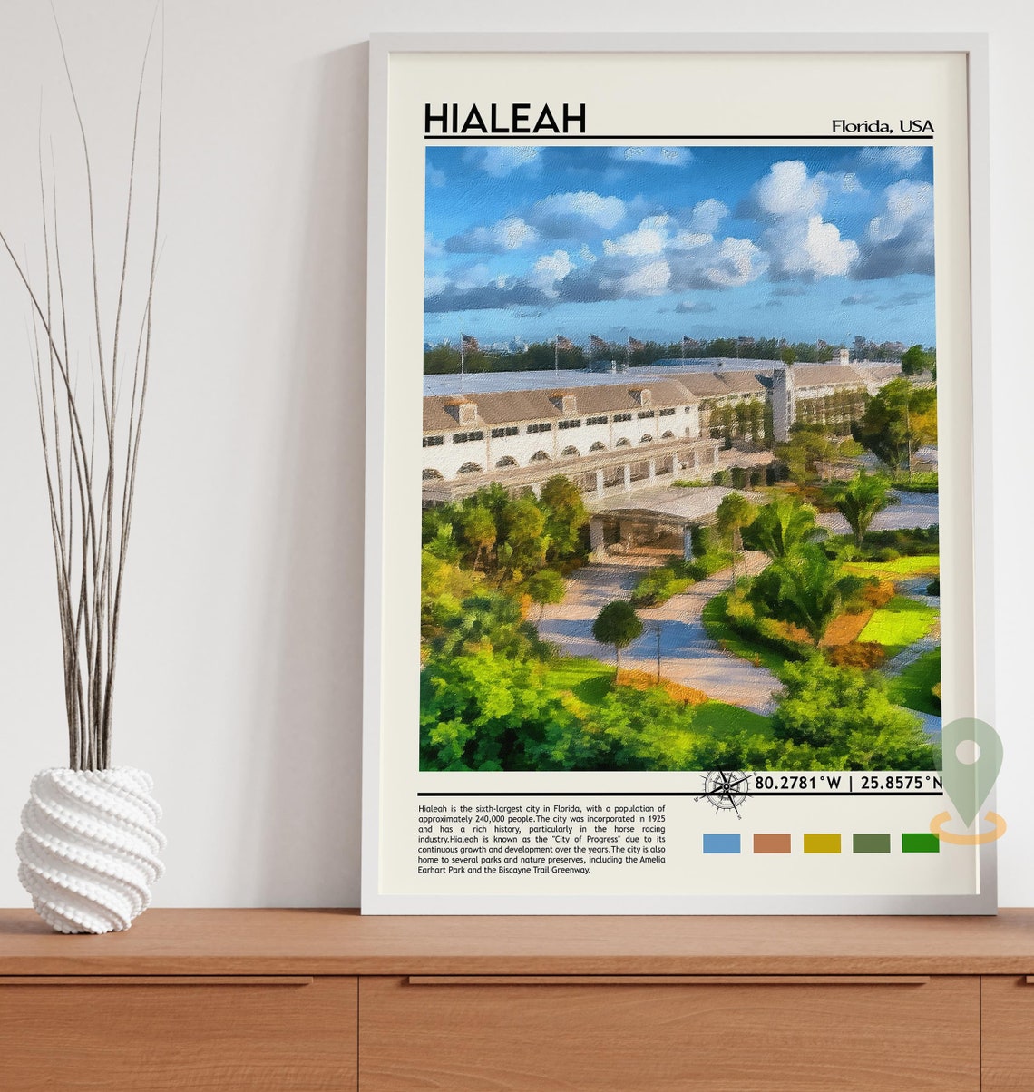 Hialeah Florida Historic Building Palm Trees Photo Travel Wall Art - Image 4
