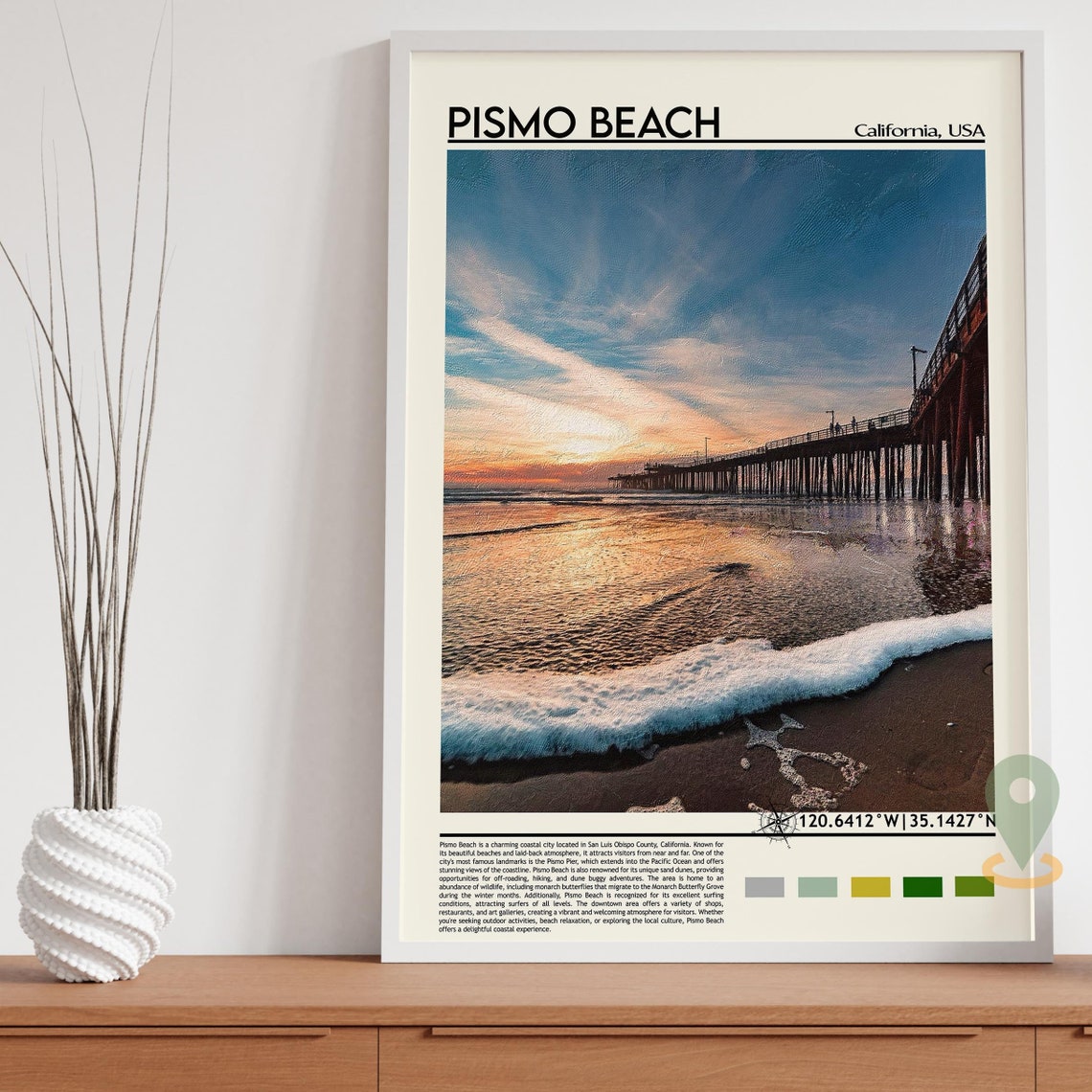 Pismo Beach Print Pismo Beach Poster Pismo Beach Wall Art Pismo Beach Travel Pismo Beach Art Print Pismo Beach California Print - Image 3