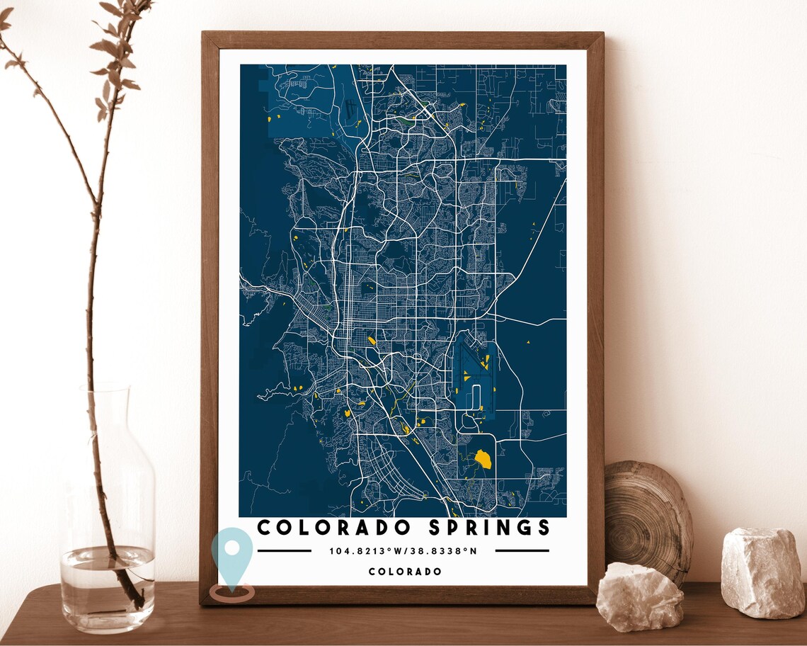 Colorado Springs Colorado Navy White Street Map Minimalist City Art Print - Image 6