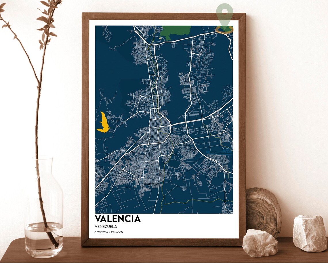 Valencia Venezuela Deep Green Modern City Street Map Design Poster - Image 6