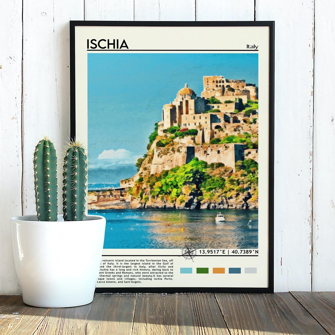 Ischia Italy Cliffside Castle Historic Island View Travel Poster - Image 2
