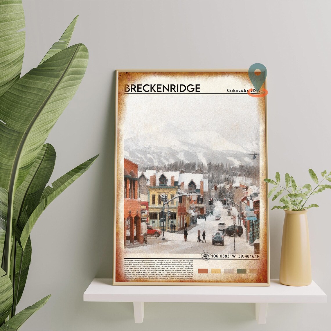 Breckenridge Colorado Snowy Main Street Ski Mountain Town Travel Poster - Image 2