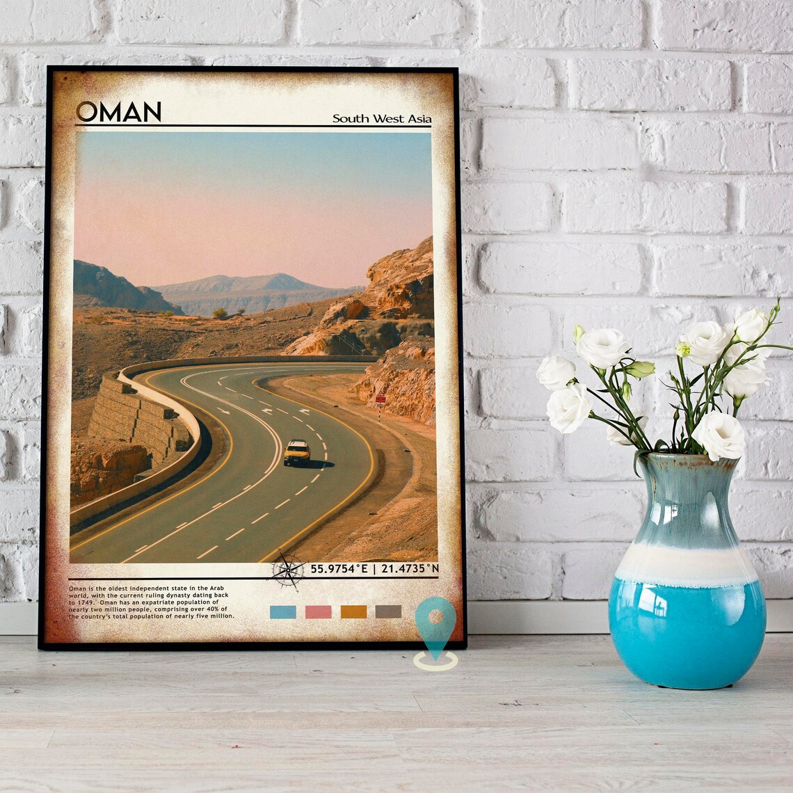 Oman Desert Mountain Road Adventure Southwest Asia Travel Poster - Image 4